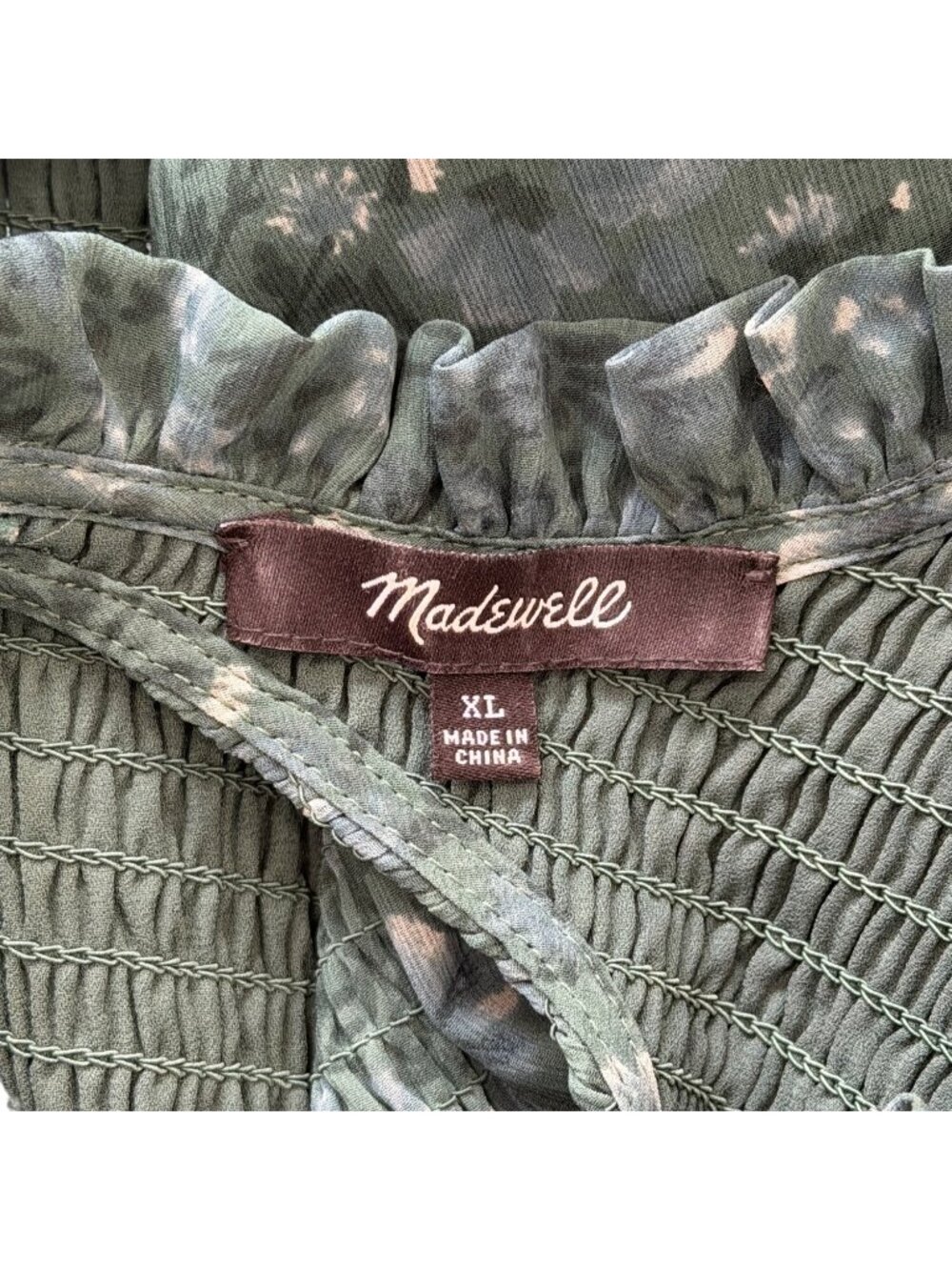 Madewell Womens XL Midi Dress Crinkle Georgette Lucie Tie-Back Woodland Floral - Picture 7 of 8